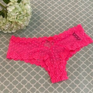 Vintage Victoria’s Secret Very Sexy Hot Pink Mesh Lace Trim Cheeky L